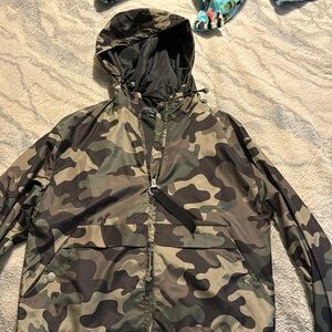 Camo rain jacket, size small, worn one time
